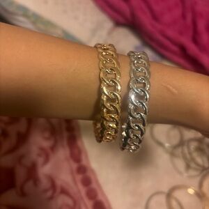 Two-Tone Cuban Link Bracelet Set - Gold & Silver